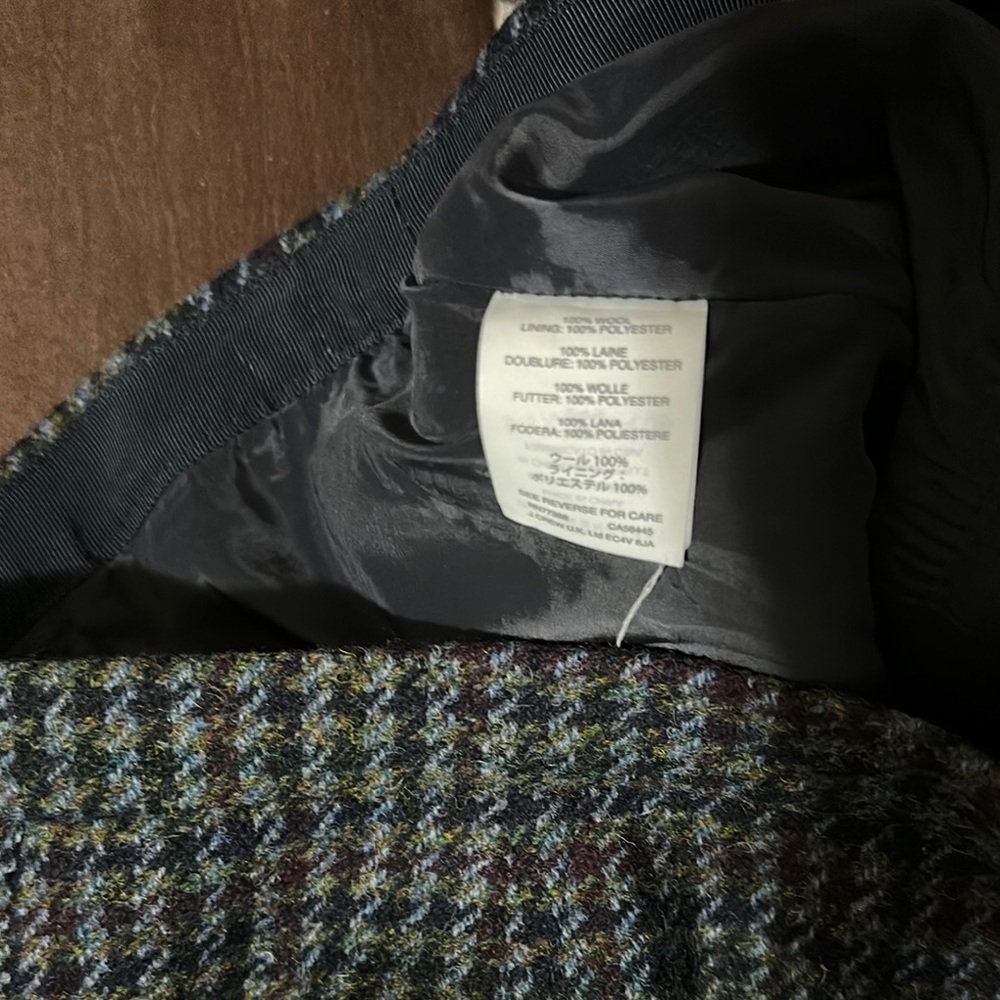 Elegant JCrew Black and Blue Checkered Wool Skirt with zippers - Picture 4 of 4